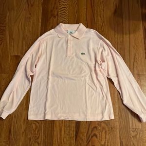 Lacoste pink collared tee with 2 buttons